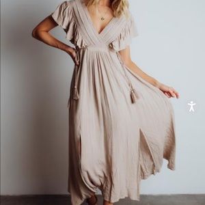 Baltic Born Jennifer Sand Deep-V Dress